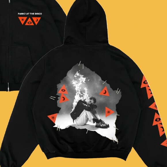 Panic! At The Disco UKEU/UK Tour Admat Zip Hoodie Size S Grunge Punk Graphic